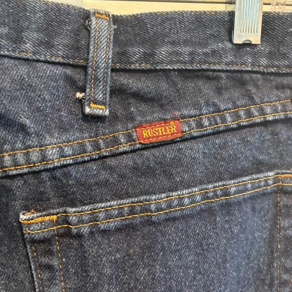 Rustler Jeans Mens 38x29 Blue Denim Straight Leg Relaxed Fit Classic 87619PW - Picture 6 of 12